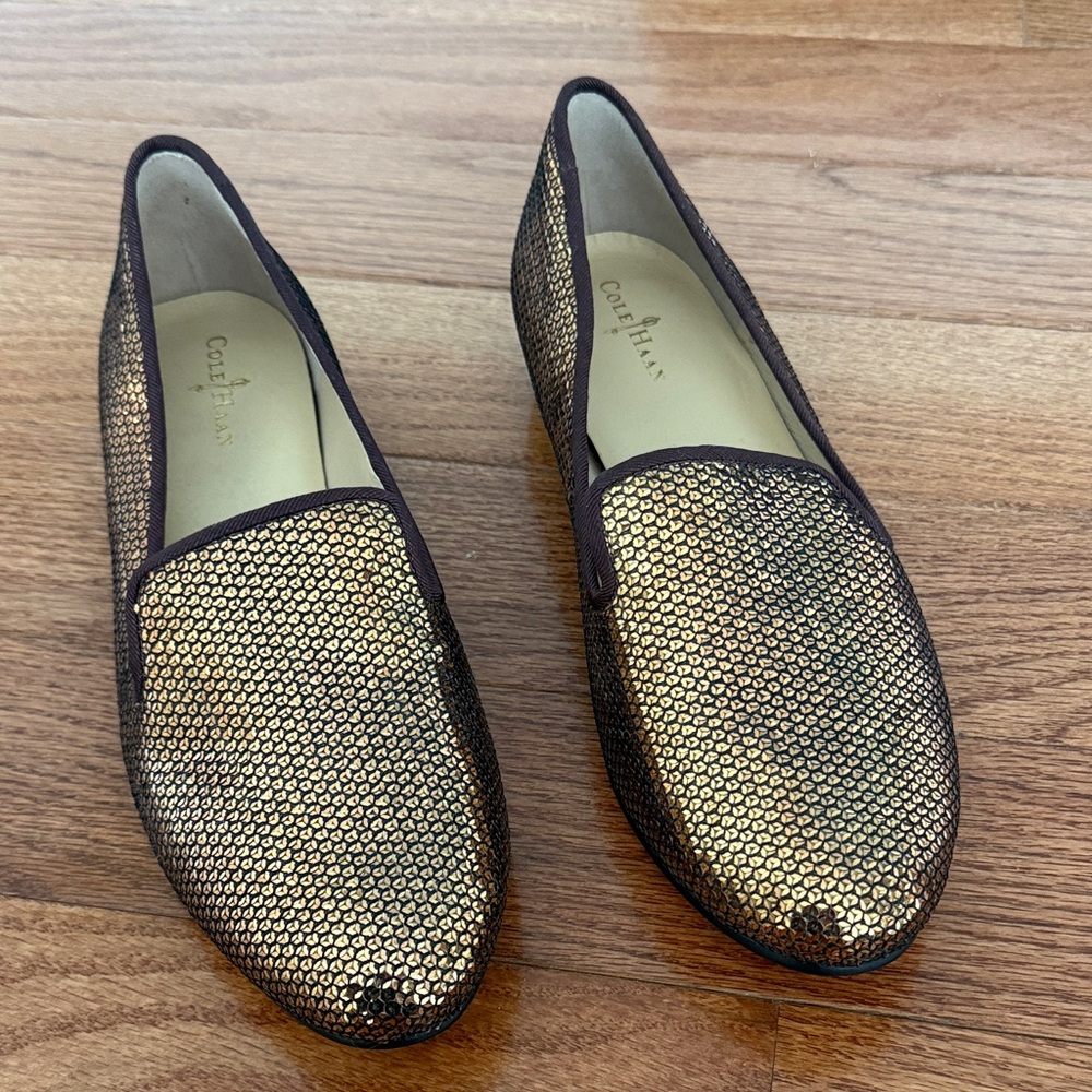 Cole Haan Women's Metallic Gold Flats - 8, NWOB